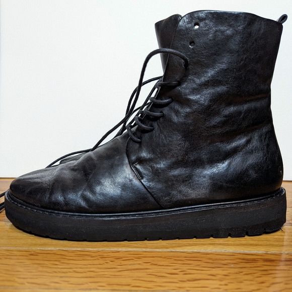 Marsell Men's Black Leather Lace Up Boots Italy 43.5 - Picture 3 of 12